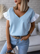 V-neck Solid Color Lace Ruffle Sleeve Blouse Ins Street